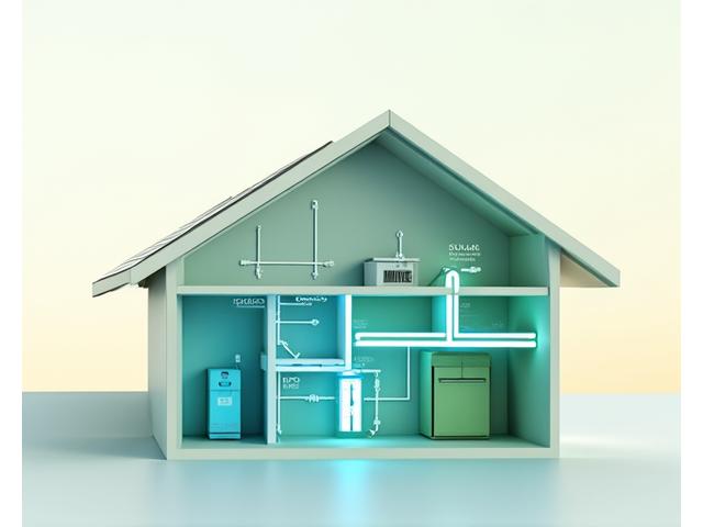 Saulės panelių ir energijos saugojimo sistemos integracijos diagrama su AC ir DC jungtimis.