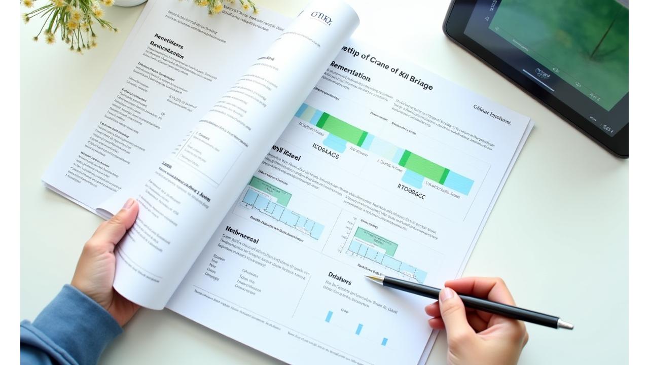 Išsamios šviesos spektro analizės ataskaitos, kuri apima diagramas, rekomendacijas ir ROI prognozes, pavyzdys. Matosi profesionalūs duomenų vizualizavimo įrankiai.